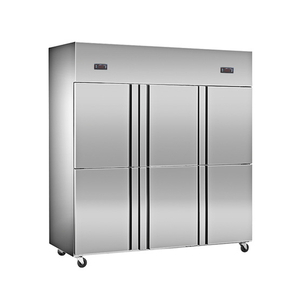 Six Door Air Cool Upright Freezer/Chiller Dual-Temperature Stainless Steel Reach-In Refrigerator