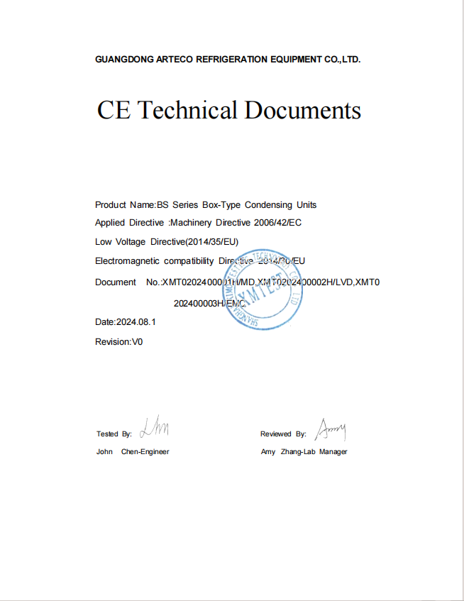 CE Technical Document of Guangdong Advanced Refrigeration Equipment Co Ltd