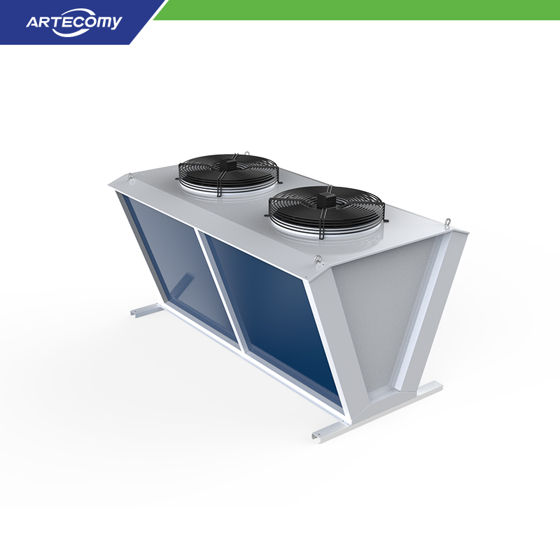 R404A-Compatible V-Type Air Cooled Condenser with Attractive High-Rim Fan Guard Design
